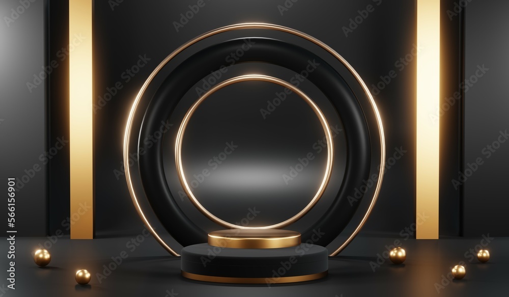 3D rendering of black podium background for black friday product on podium 3D rendering of black podium background for black friday product on podium