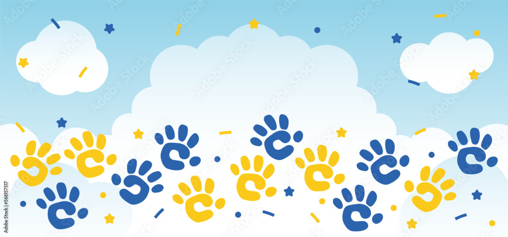 World Down Syndrome Day Background Design and kid hand painting childfull awareness campaign World Down Syndrome Day Background Design and kid hand painting childfull awareness campaign
