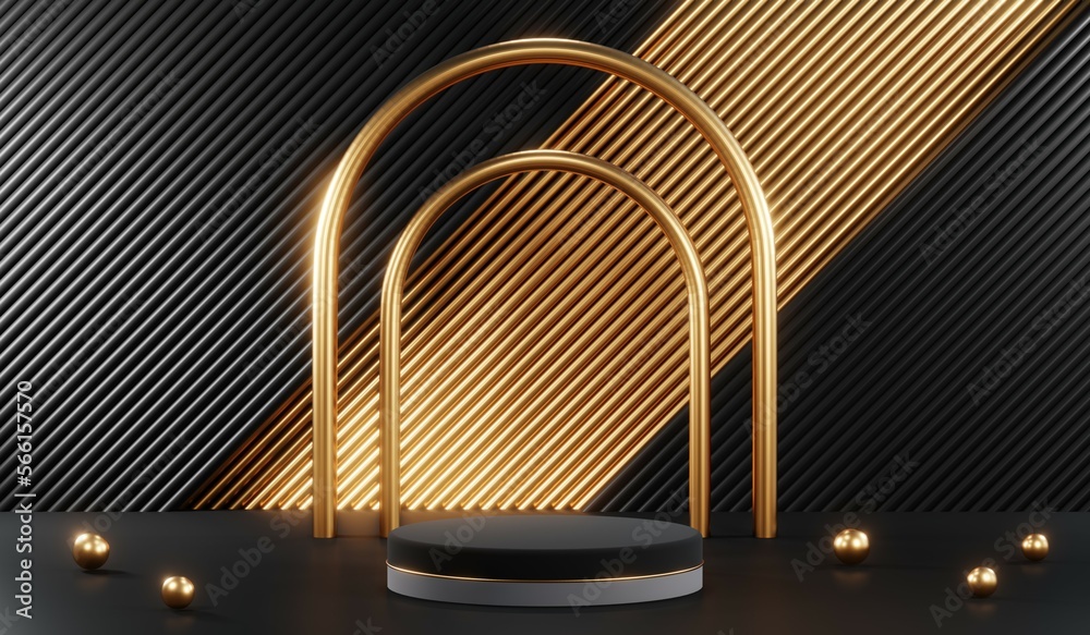 3D rendering of black podium background for black friday product on podium 3D rendering of black podium background for black friday product on podium
