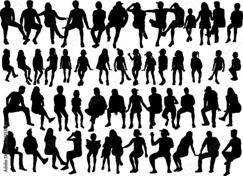 Black silhouettes of a people sitting	