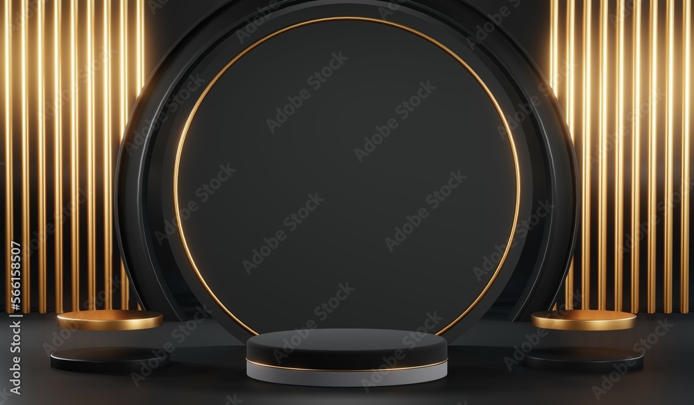 3D rendering of black podium background for black friday product on podium 3D rendering of black podium background for black friday product on podium