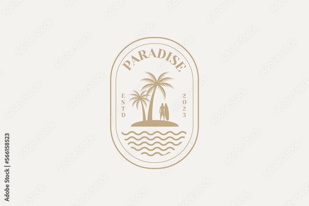 Vector Logo Design Template With Palm Tree - Abstract Summer And Vacation Badge And Emblem Vector Logo Design Template With Palm Tree - Abstract Summer And Vacation Badge And Emblem