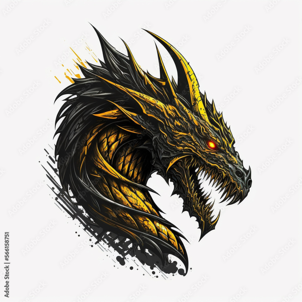 Dragon Logo or Tattoo Design. generative ai Dragon Logo or Tattoo Design. generative ai