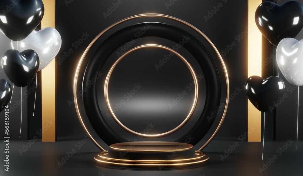 3D rendering of black podium background for black friday product on podium 3D rendering of black podium background for black friday product on podium