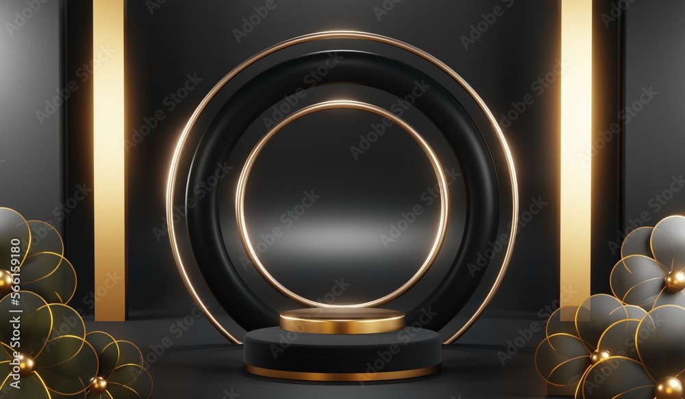3D rendering of black podium background for black friday product on podium 3D rendering of black podium background for black friday product on podium