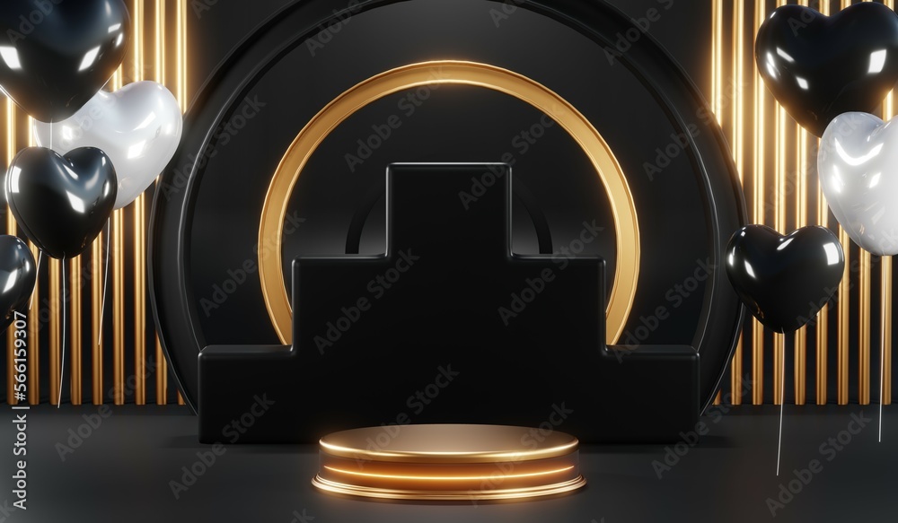 3D rendering of black podium background for black friday product on podium 3D rendering of black podium background for black friday product on podium