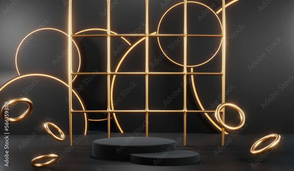 3D rendering of black podium background for black friday product on podium 3D rendering of black podium background for black friday product on podium