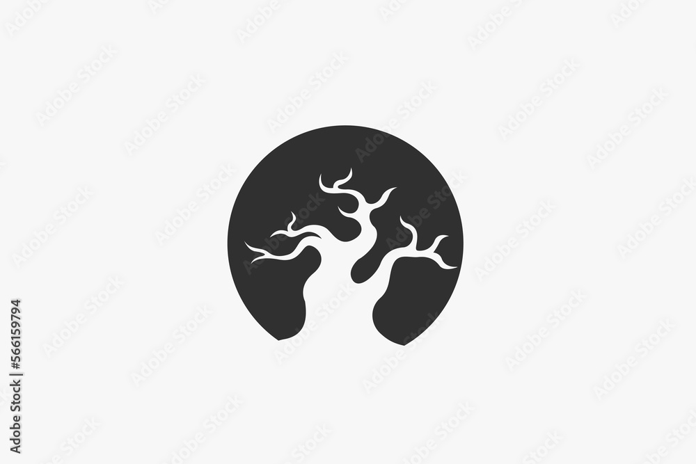 Illustration vector graphic of dead tree negative space in circle
