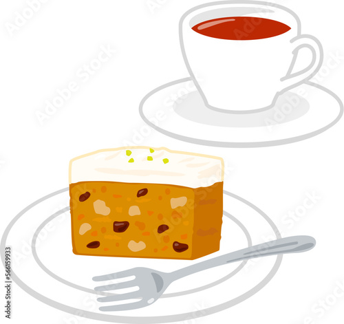 キャロットケーキと紅茶