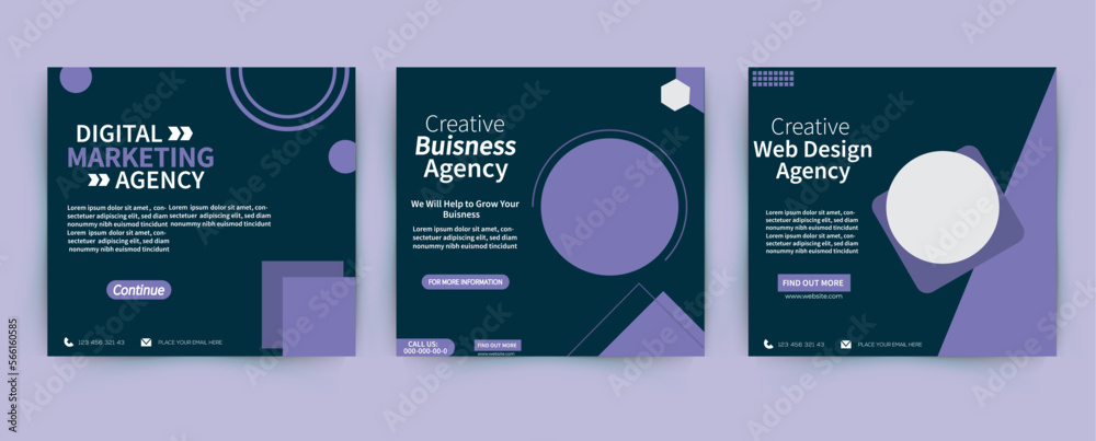 Digital business marketing banner for social media post templates. Digital marketing webinar and marketing agency banner designs
