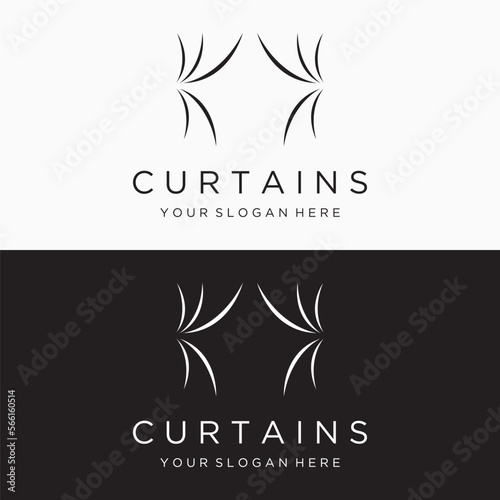 Creative luxury curtain or curtain Logo template design for Theatre, home,hotel and apartment.