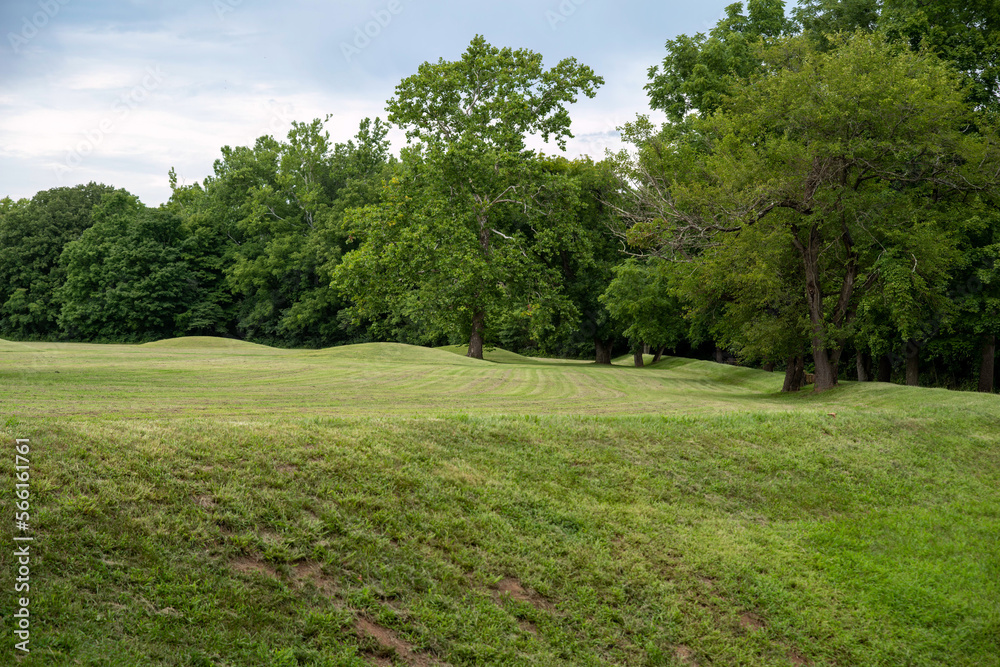 Native American Hopewell burial mound cluster in Ohio