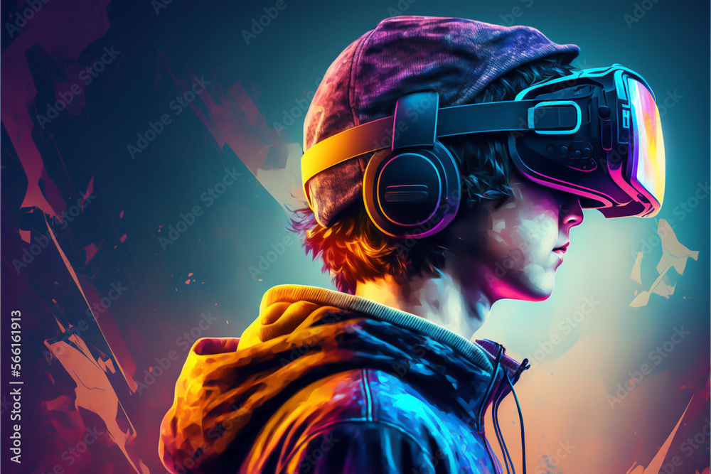 Virtual reality technology concept. VR can immerse user in a simulated environment, offering a unique experience. generative ai. Virtual reality technology concept. VR can immerse user in a simulated environment, offering a unique experience. generative ai.