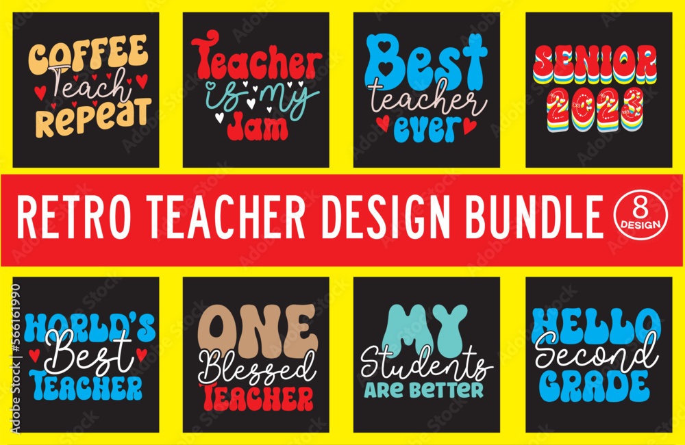 Retro Teacher svg design bundle