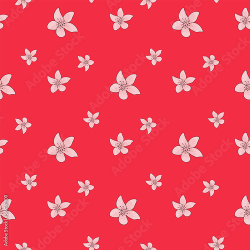 seamless pattern with pink flowers