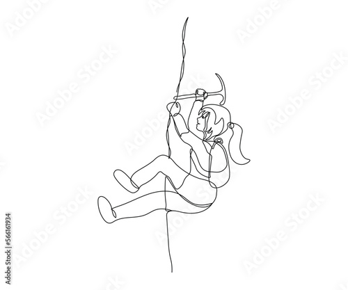 abstract climber, rock climber, hand-drawn, continuous mono line, one line art, contour drawing