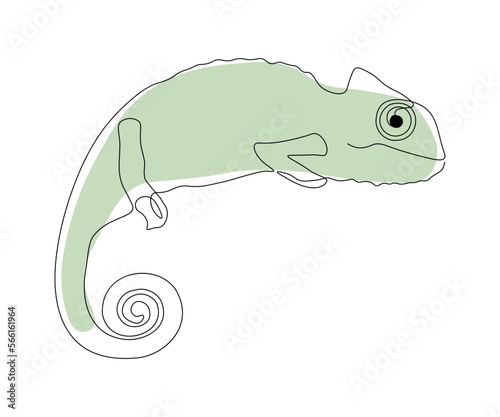 chameleon, lizard, iguana, hand-drawn, continuous mono line, one line art, contour drawing