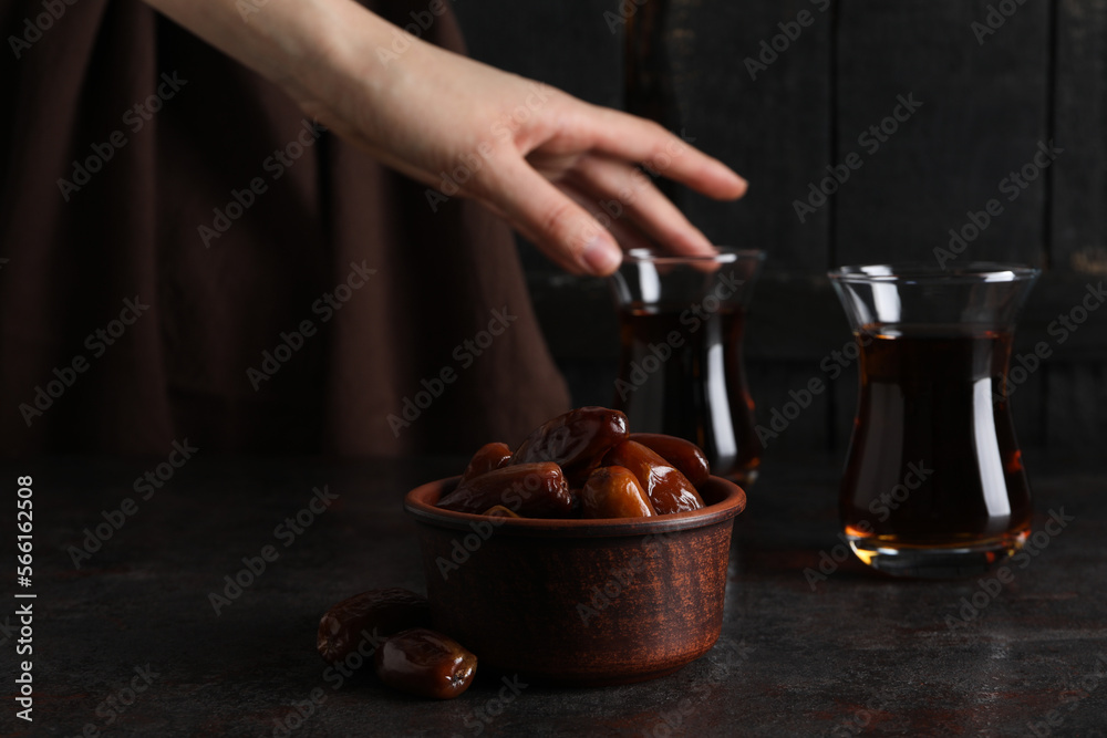 Concept of sweet and tasty food, dates