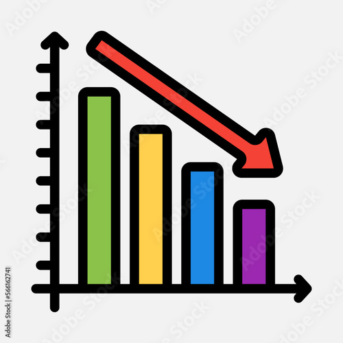 Loss icon in filled line style, use for website mobile app presentation