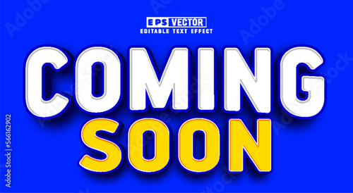 Coming soon 3d editable text effect vector template