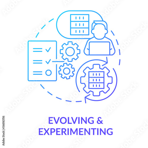 Evolving and experimenting blue gradient concept icon. Big data process. ICT literacy level abstract idea thin line illustration. Isolated outline drawing. Myriad Pro-Bold font used
