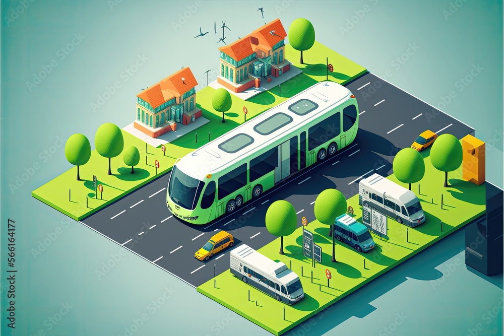 City with a highly efficient public transportation system. Generative AI City with a highly efficient public transportation system. Generative AI