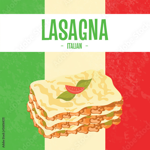 LASAGNA background.Flat vector illustration.  Hand drawn illustration