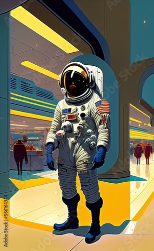 Astronaut in a shopping mall