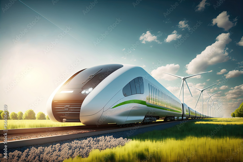 Maglev train that runs on renewable energy. Generative AI Stock