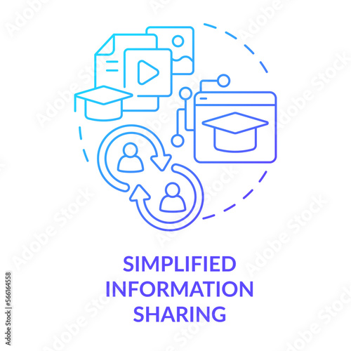 Simplified information sharing blue gradient concept icon. Access to knowledge. ICT benefit in education abstract idea thin line illustration. Isolated outline drawing. Myriad Pro-Bold font used