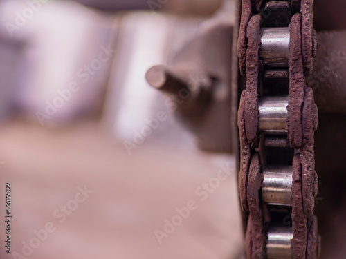 rusty motorcycle chain on isolated background