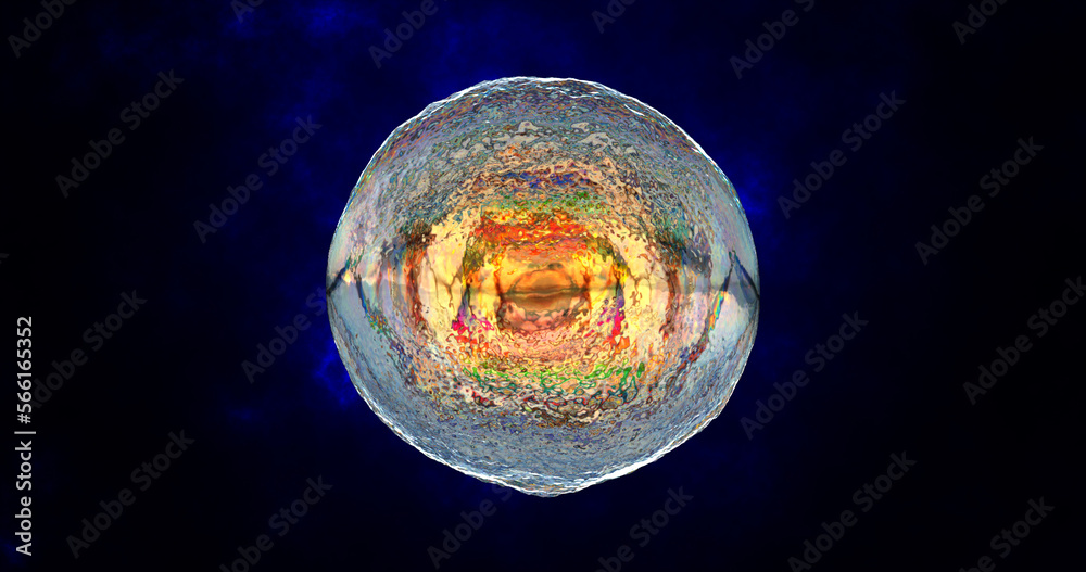 Naklejka premium Abstract round sphere liquid iridescent soap bubble futuristic, abstract background