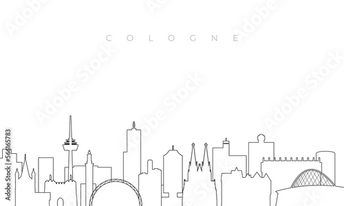 Outline Cologne skyline. Trendy template with Cologne buildings and landmarks in line style. Stock vector design.