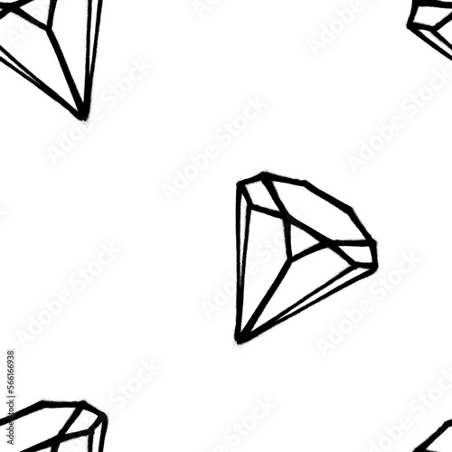 Seamless pattern of sprayed diamond with overspray in black over white. Vector illustration template.