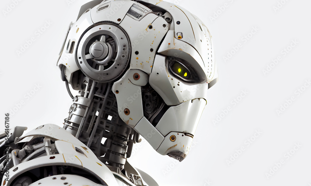 White robot army or cyborgs in sci-fi game. Generative AI. White robot army or cyborgs in sci-fi game. Generative AI.