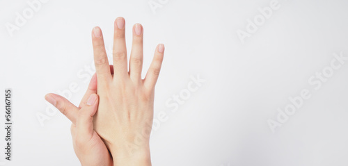 Hands washing gesture on white background.