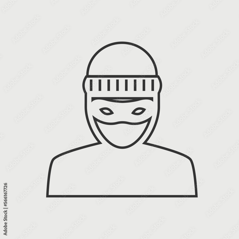 burglar vector solid art icon isolated on white background.  filled symbol in a simple flat trendy modern style for your website design, logo, and mobile app