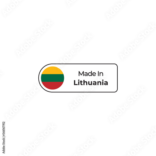 Made in Lithuania png label design with flag and text