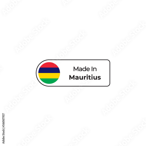 Made in Mauritius png label design with flag 