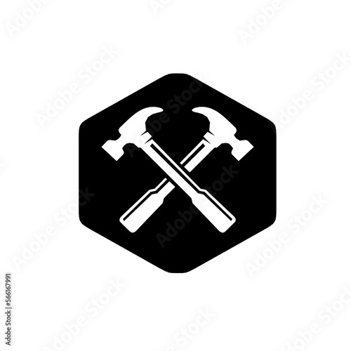 Construction Building, hammer Logo, Icon Design Vector