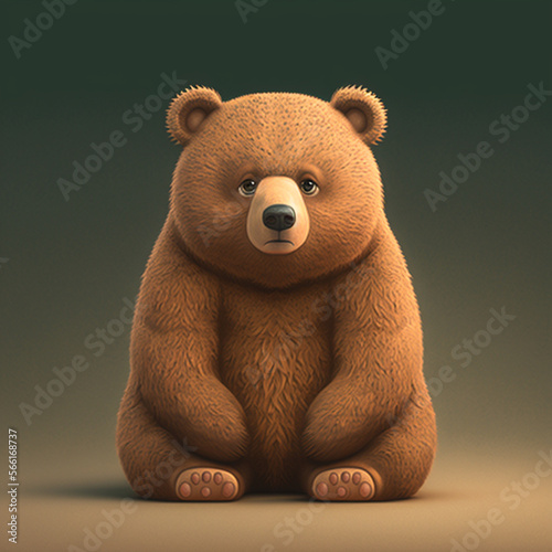 Bear cartoon, funny cartoon, bear character, sad bear. Isolated background. Illustration. Generative AI