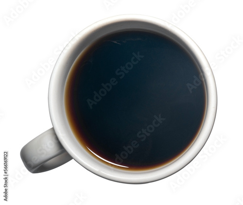 tasse de café pleine vue de dessus sur fond transparent