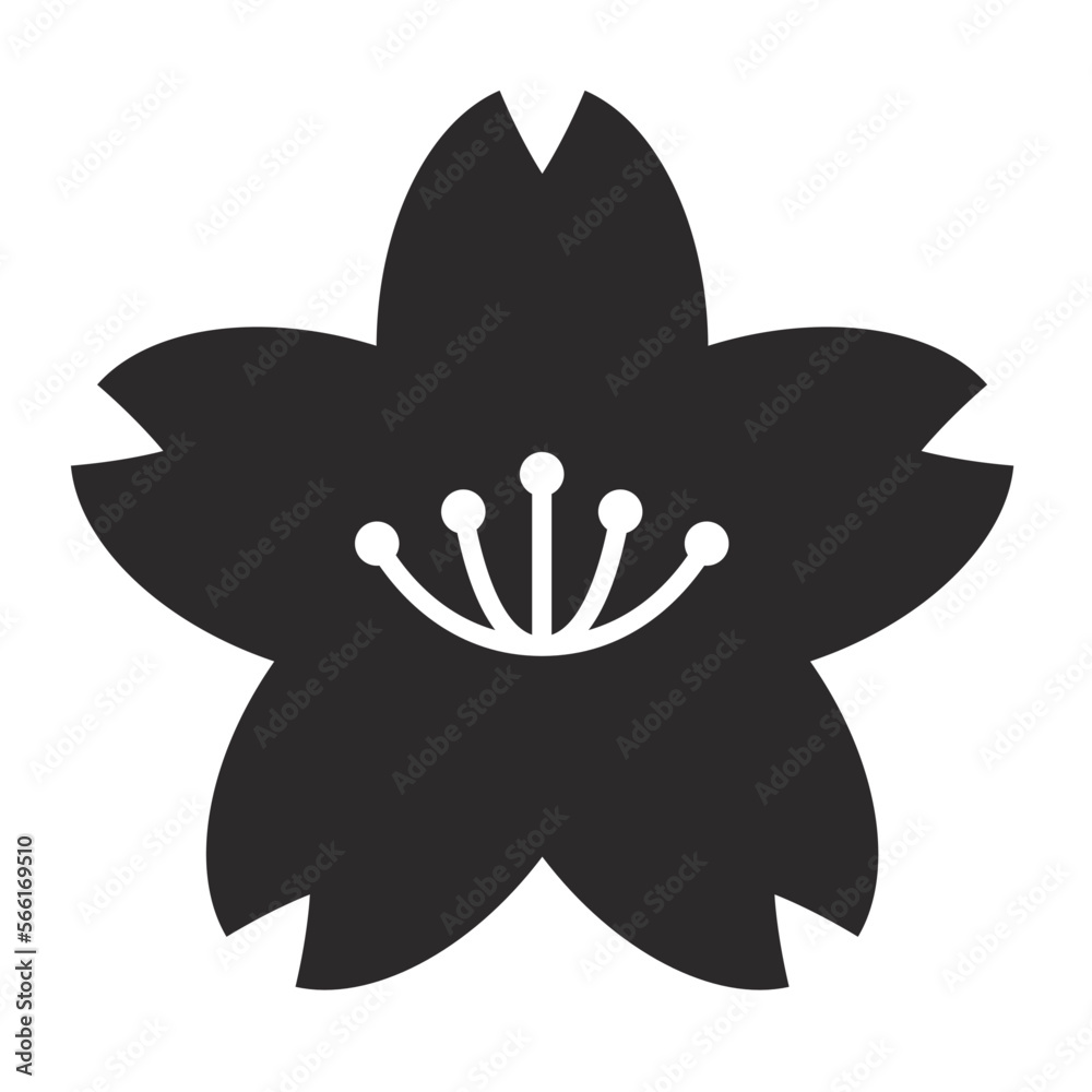 Fototapeta premium シンプルな桜のイラスト 単品 黒