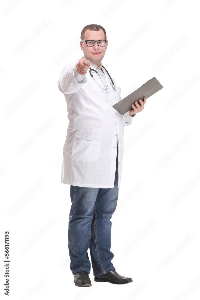 Side view of concentrated male doctor writing reports Side view of concentrated male doctor writing reports