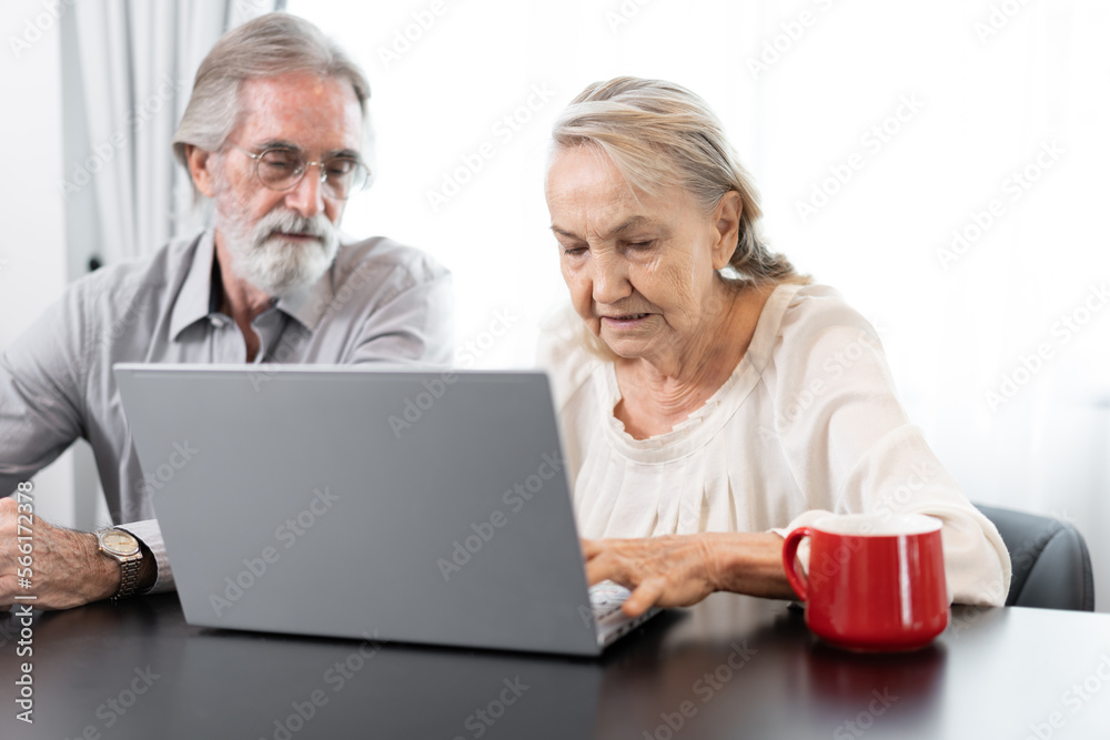 Older caucasian couple with tablet computer in living room at home Older caucasian couple with tablet computer in living room at home
