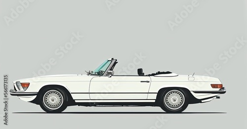 vintage car with  classic design made with generative ai, vector style, flat, illustration, cartoon, line, convertible 