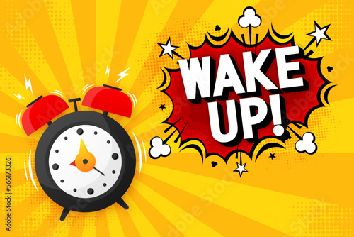 Alarm clock. Wake up time. Loud signal to wake up in the morning. Getting up in the morning or waking up. Mechanical signaling bell. Vector illustration.