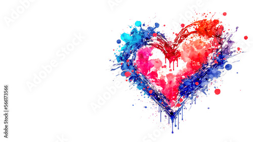 Watercolor heart valentine vector illustration. Generative ai