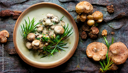 Bowl of baby bella mushrooms and bunch of fresh