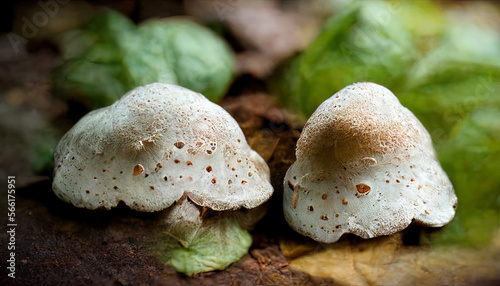 Photo of two porcini mushrooms not yet harvested